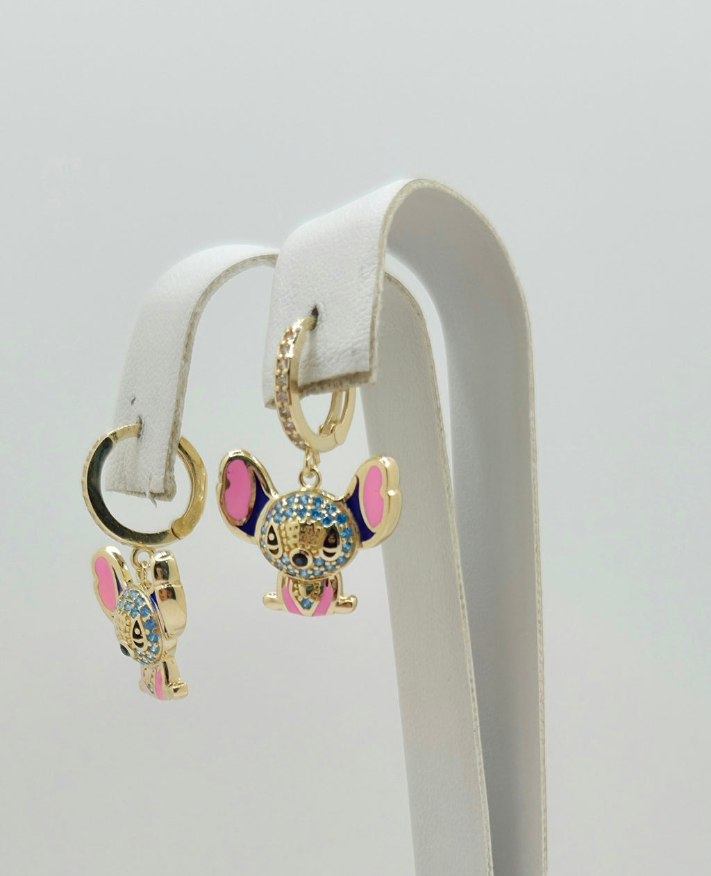 10KT CZ DETAIL SKY BLUE STITCH HOOPS EARRINGS  Weight 4.9GR