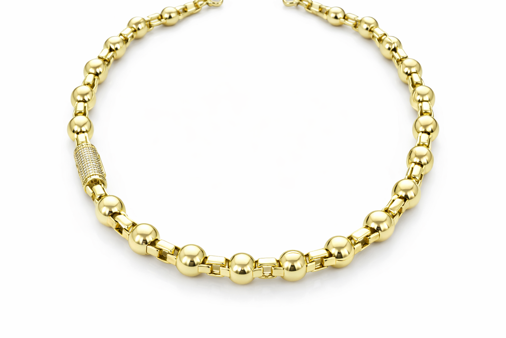 10KT MODERN PAPER CLIP-BEADS CHAIN Size 20INCH 6MM Weigth 15.8GR