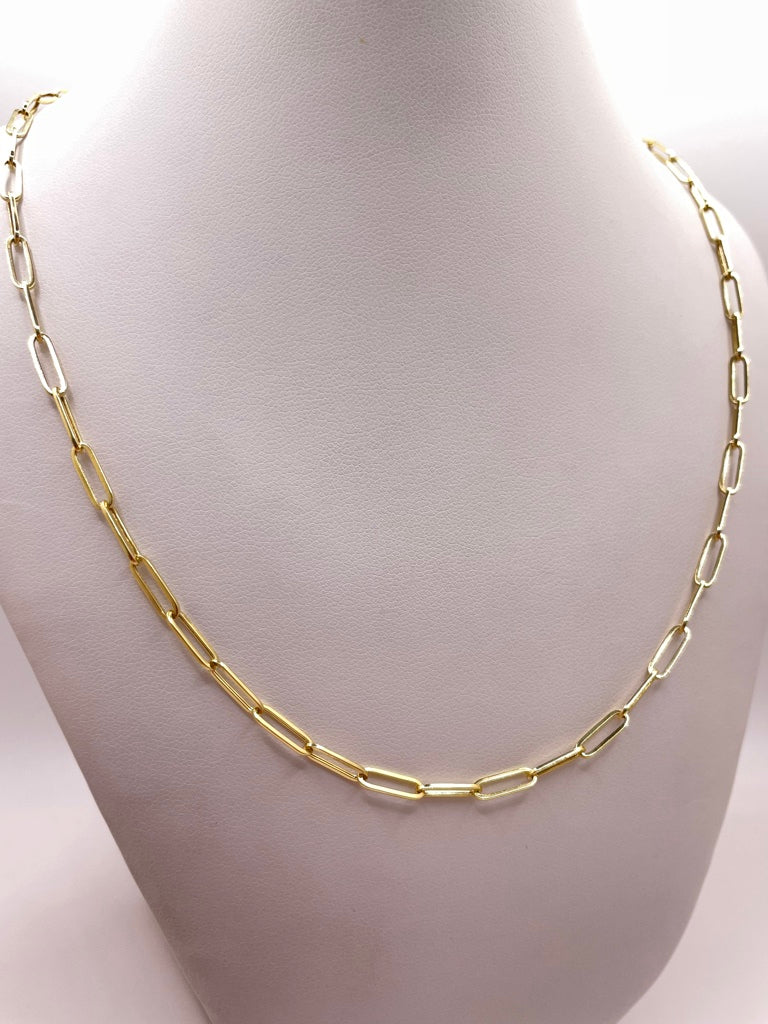 10KT PAPER CLIP CHAIN 18INCH 2MM