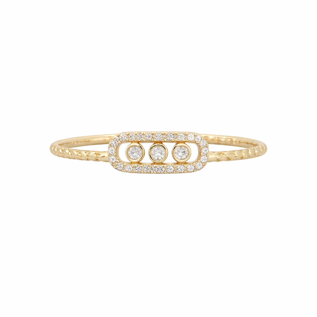 14KT DELICATE CZ RECTANGULAR SHAPE RING Size 7 Weigth 1.1GR