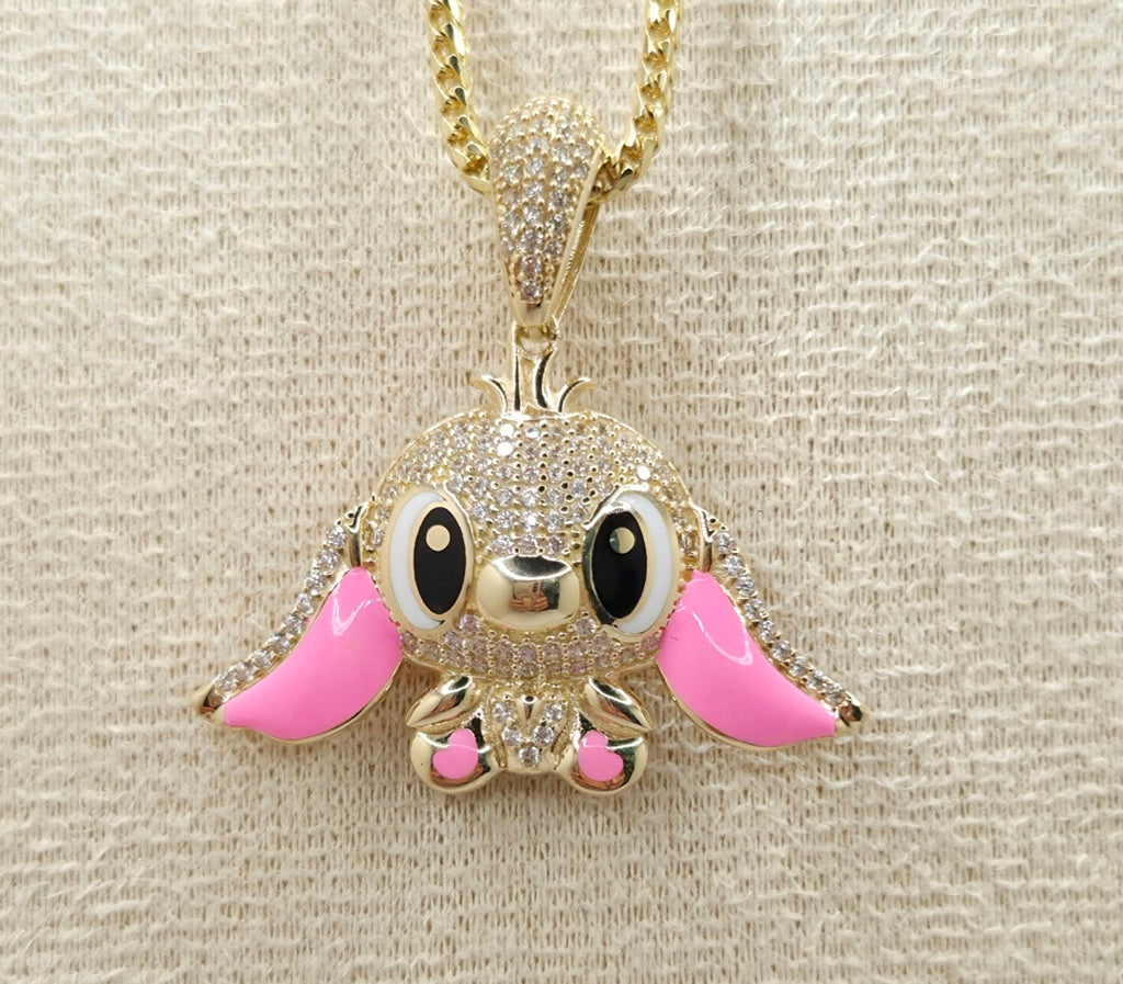 10KT CZ PINK STITCH PENDANT Weight 5.4GR