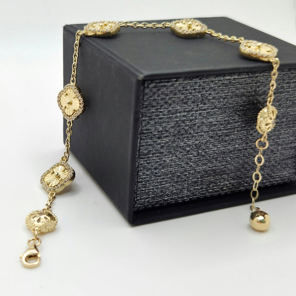 14KT FLOWER BRACELET Size 7.5INCH Weigth 8.5GR
