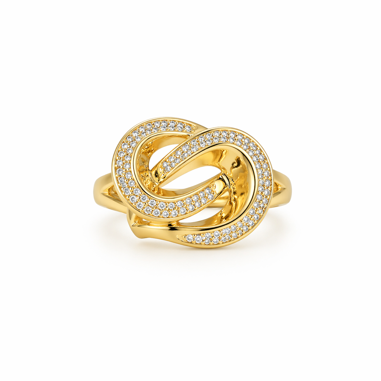 10KT EXOTIC CZ FRAME INTERTWINED DROPS SILHOUETTE RING Size 7-9 Weigth 4.3GR