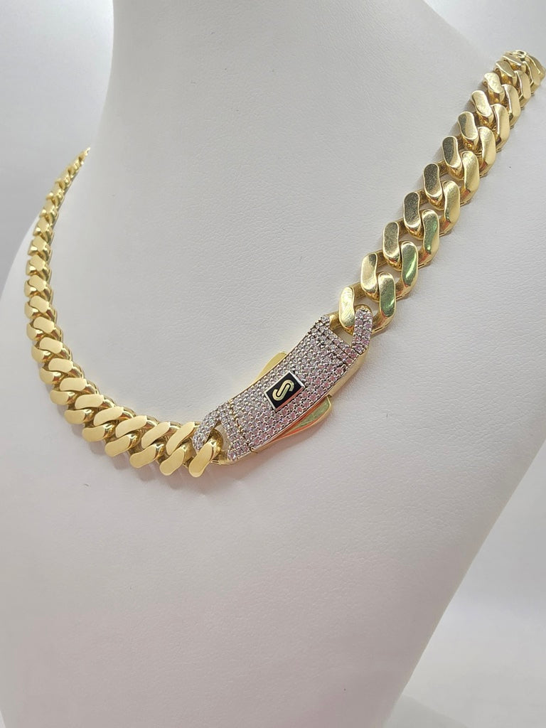 10KT CERTIFIED MONACO CHAIN CZ CLOSURE Size 11.5MM 24INCH Weight 40.4GR