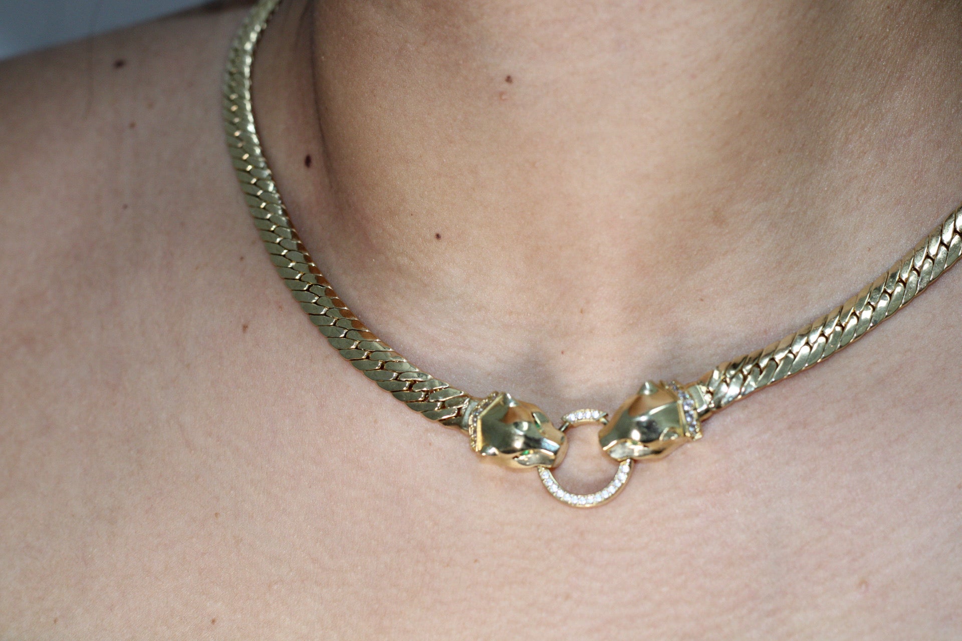 10KT TWO TIGER CUBAN STYLE NECKLACE Size 18INCH Weight 18.3GR