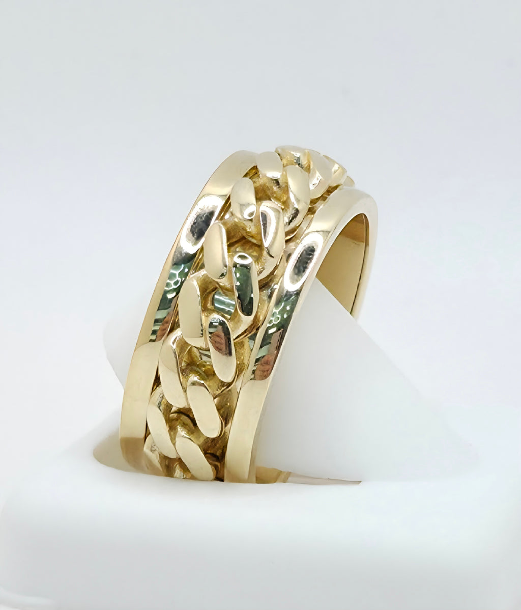 10KT CHAIN DESIGN SPINNING RING Size 12.5 Weight 13GR