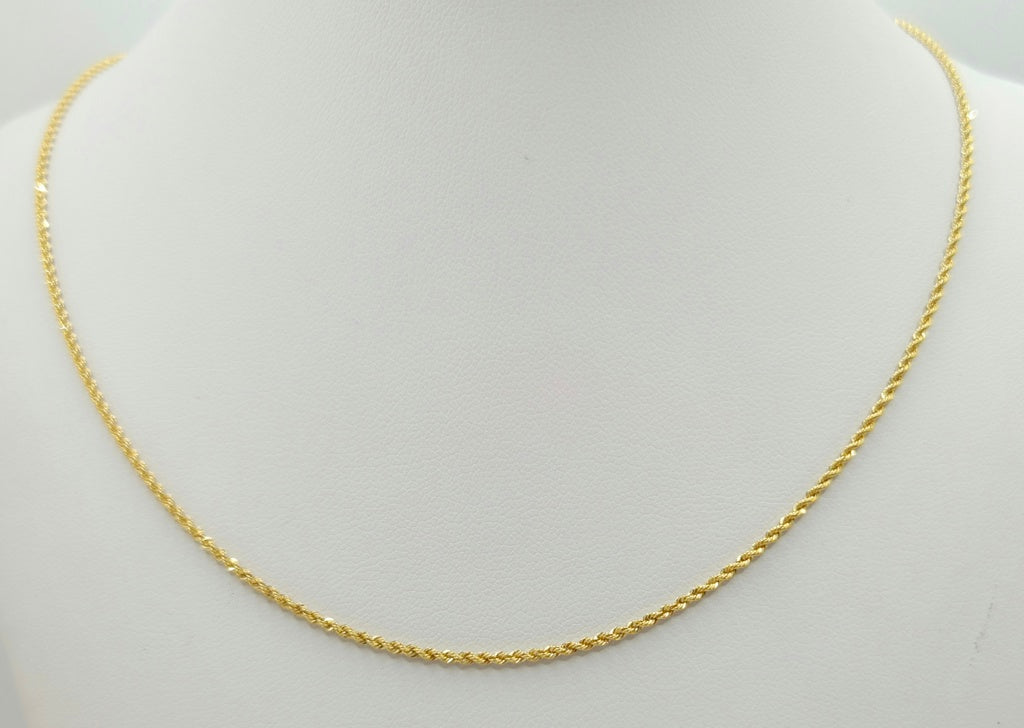 14KT ROPE STYLE CHAIN 1MM 16INCH WEIGHT 1GR
