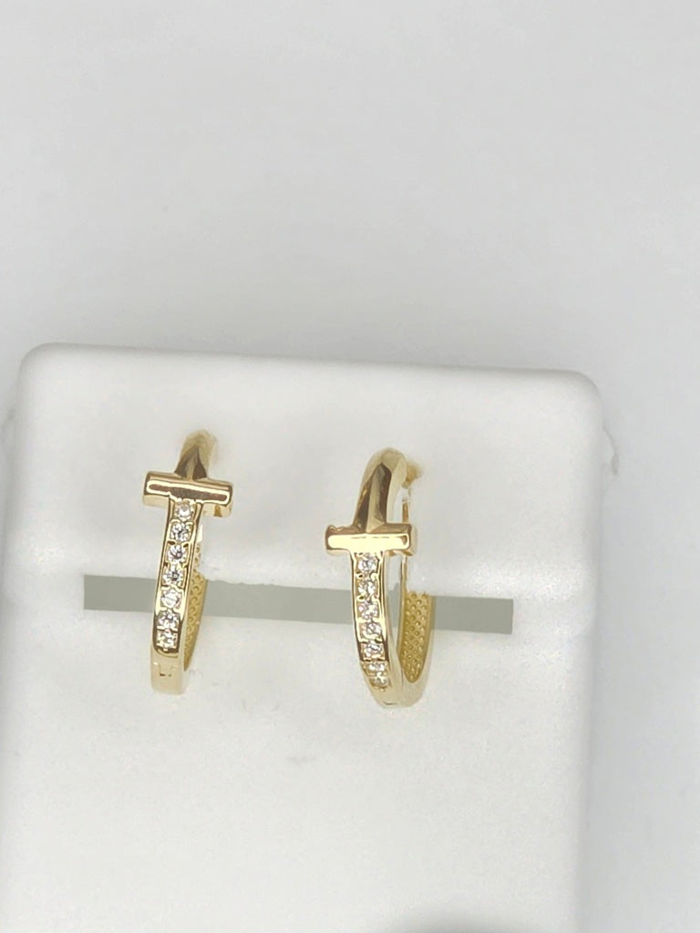 10KT DELICATE CROSS HOOPS EARRINGS Size EXTRA SMALL Weigth 1.3GR