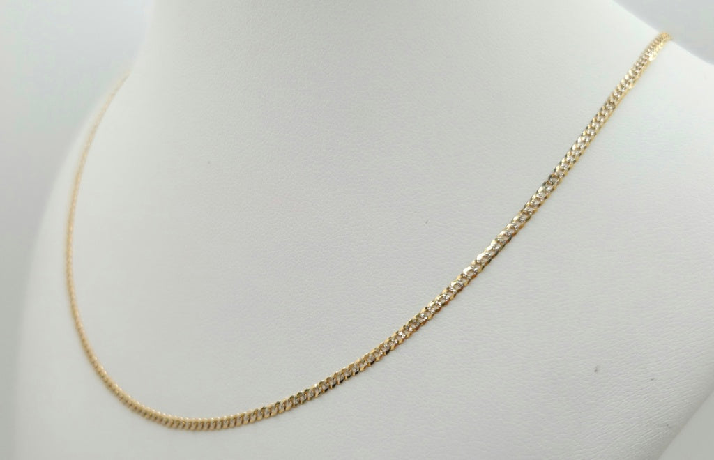 10KT TWO TONE CUBAN CURB FLAT CHAIN 20INCH 2MM