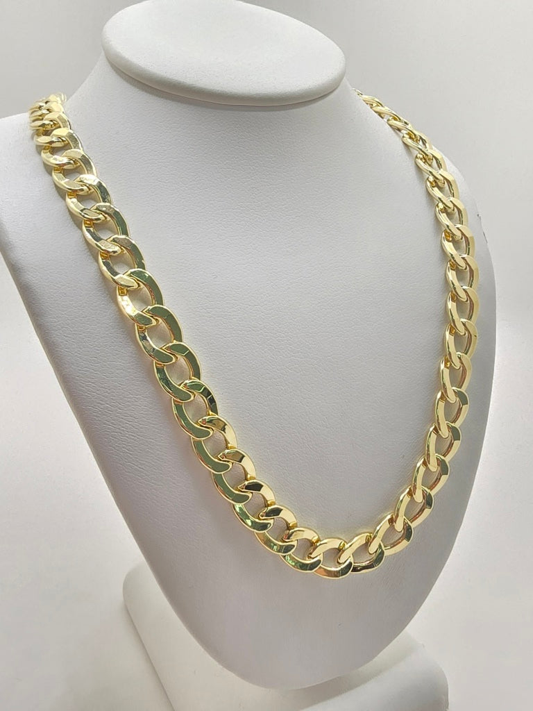 10KT HOLLOW CUBAN CURB FLAT CHAIN Size 22INCH 8MM Weight 23.1GR