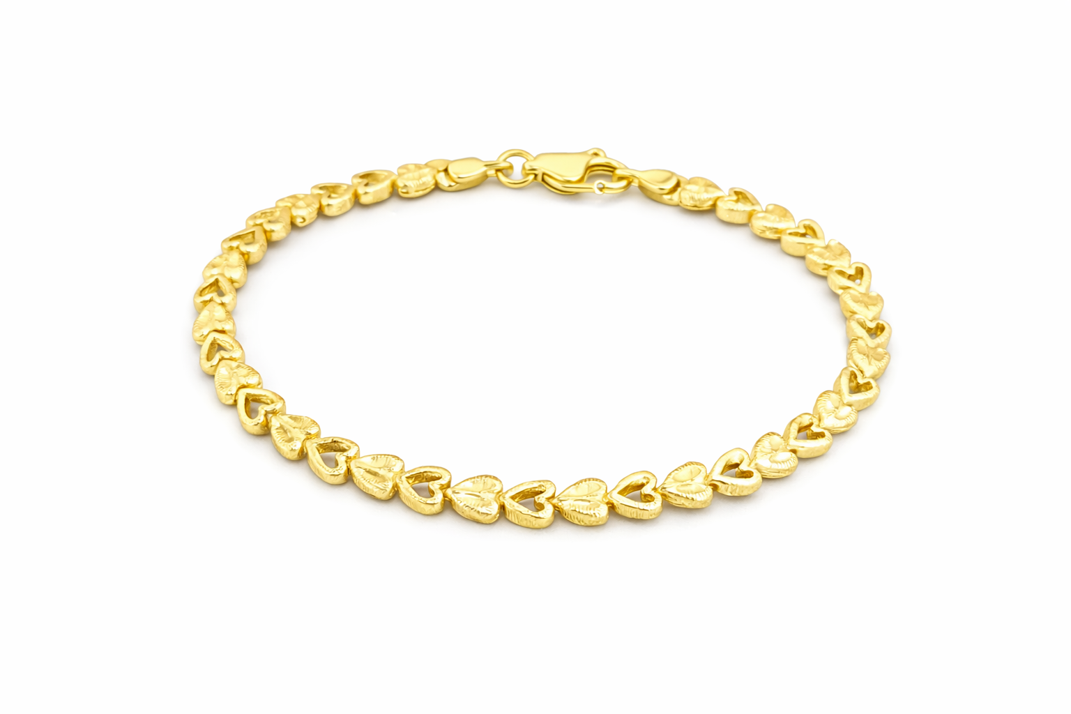 14KT SMALL HEARTS BRACELET Size 7INCH 5MM Weight 8.4GR