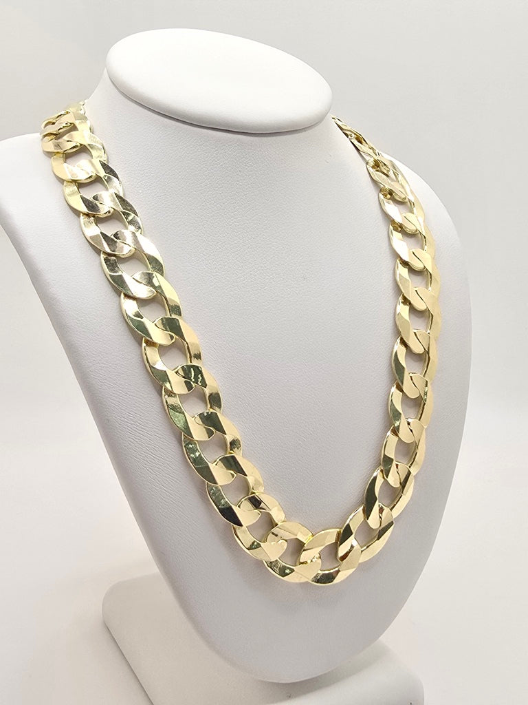 10KT SPECIAL OFFER SOLID CUBAN CURB FLAT CHAIN Size 24INCH 14MM Weight