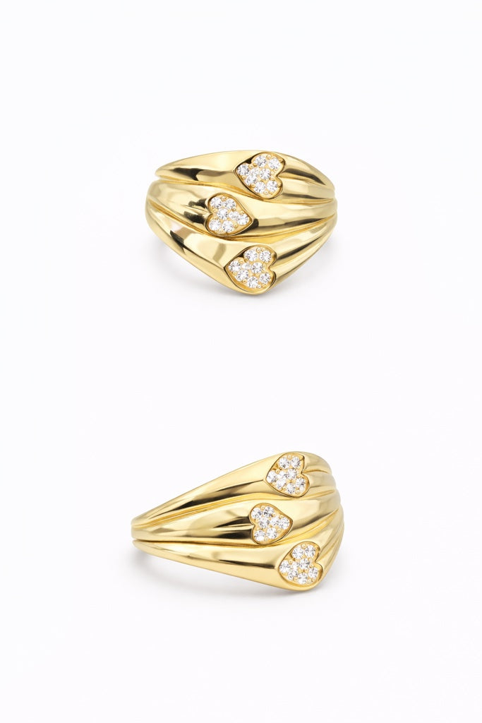 10KT SMALL HEARTS RING Size 8.5 Weigth 2.9GR