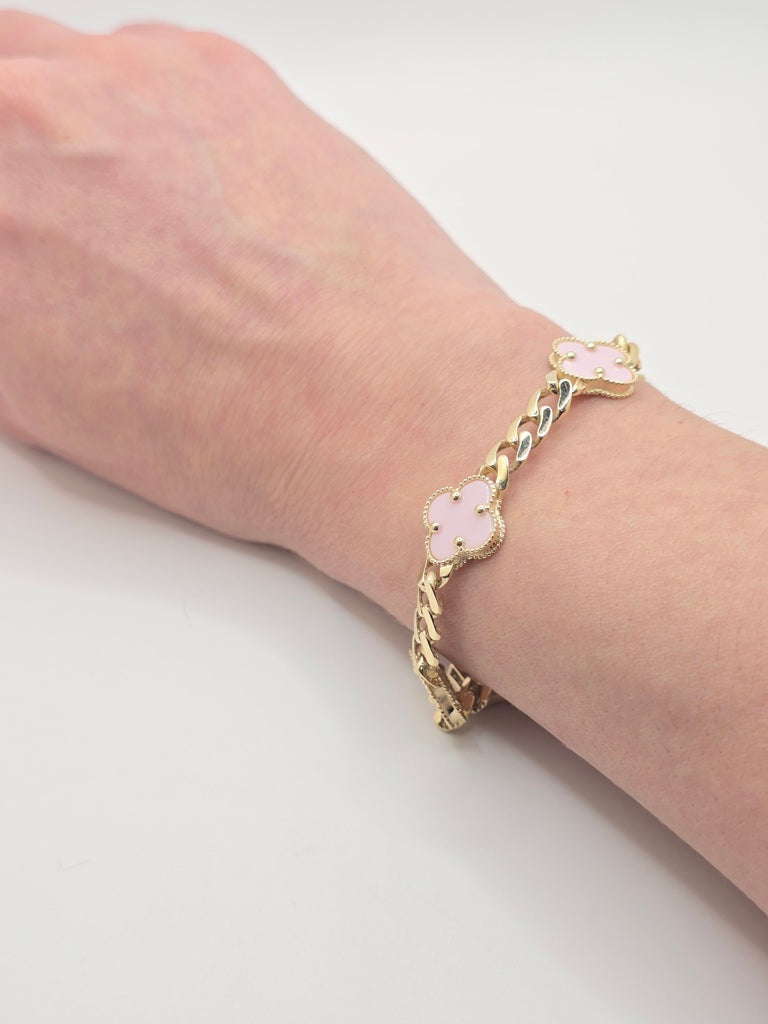 14KT FLOWER BRACELET Size 7INCH 6MM Weigth 12.5GR