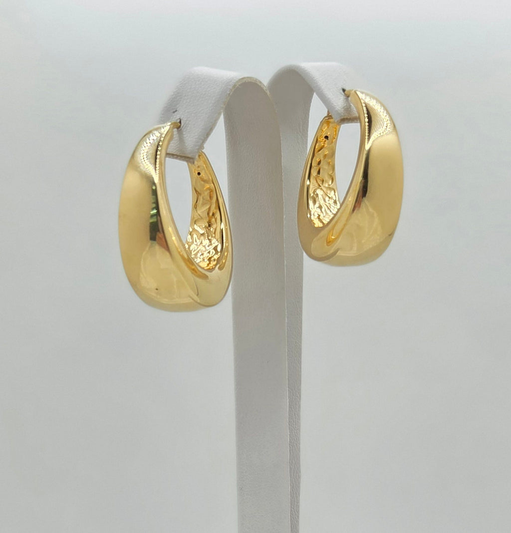 10KT MODERN HALF MOON DESIGN HOOPS EARRINGS Weight 6.8GR