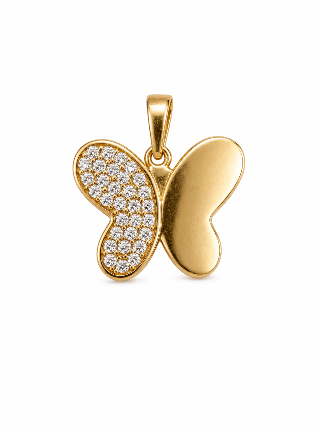 14KT HALF CZ BUTTERFLY PENDANT Size SMALL Weigth 1.5GR