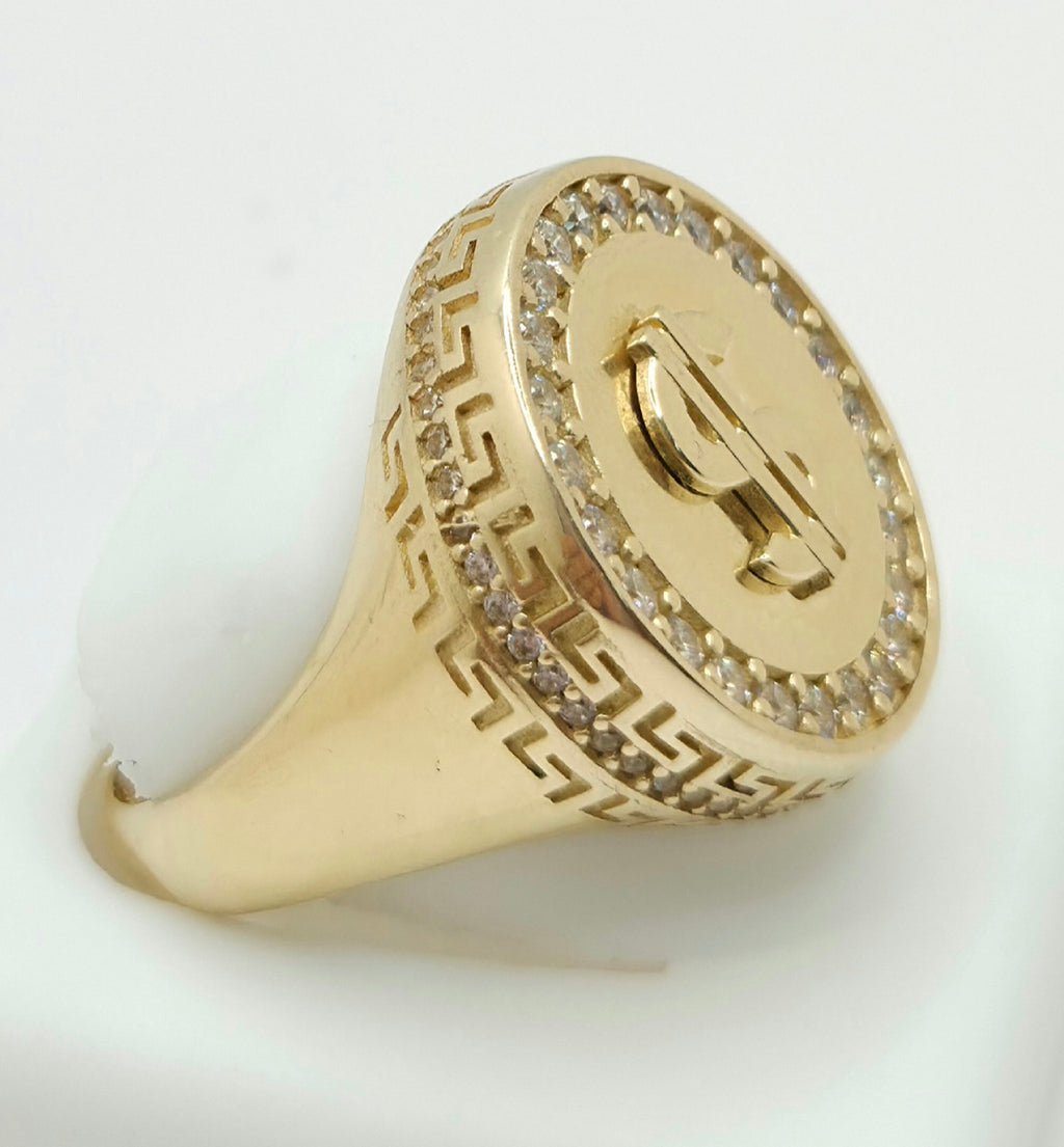 14KT MONEY SYMBOL CZ ROUND RING Size 11 Weight 9.2GR