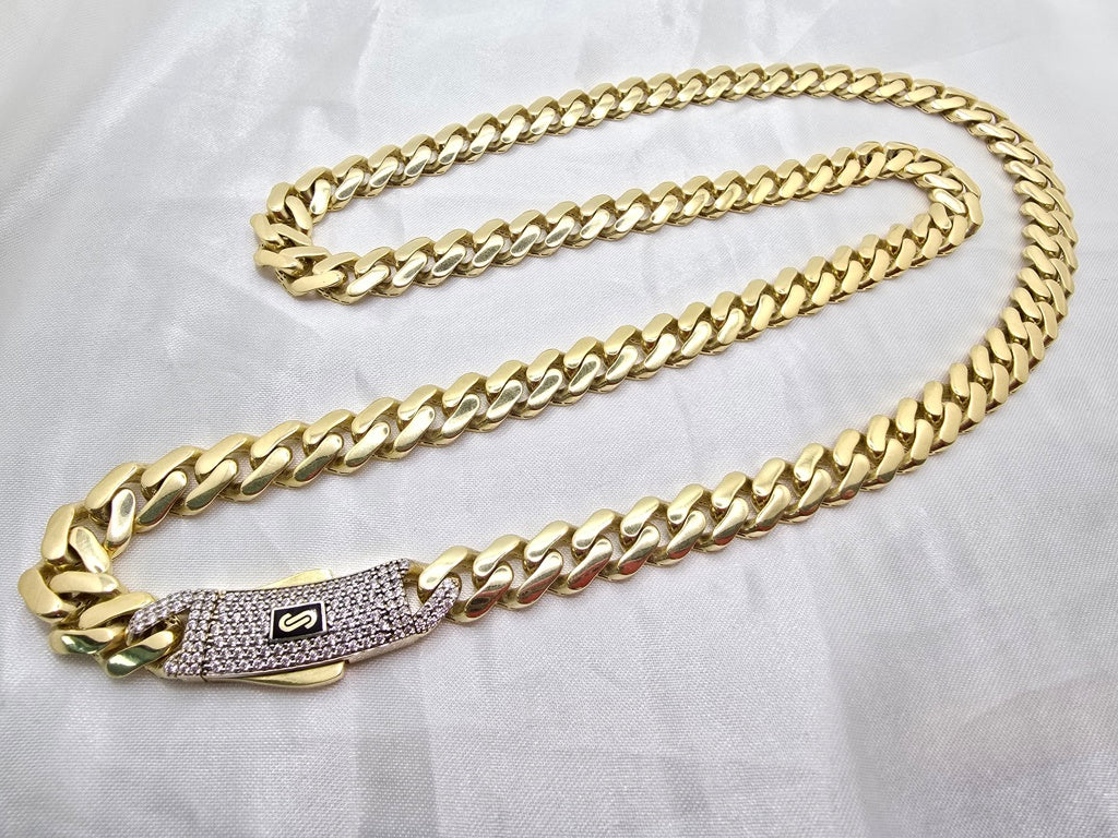 10KT CERTIFIED MONACO CHAIN CZ CLOSURE  Size 11.5MM 24INCH Weight 39.6GR