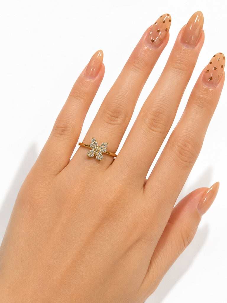 14KT DIAMOND BUTTERFLY RING Size 7