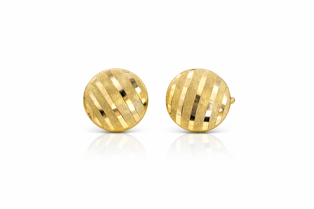 14KT VINTAGE GROOVES DESIGN OMEGA BACK EARRINGS Size MEDIUM Weigth 2.2GR