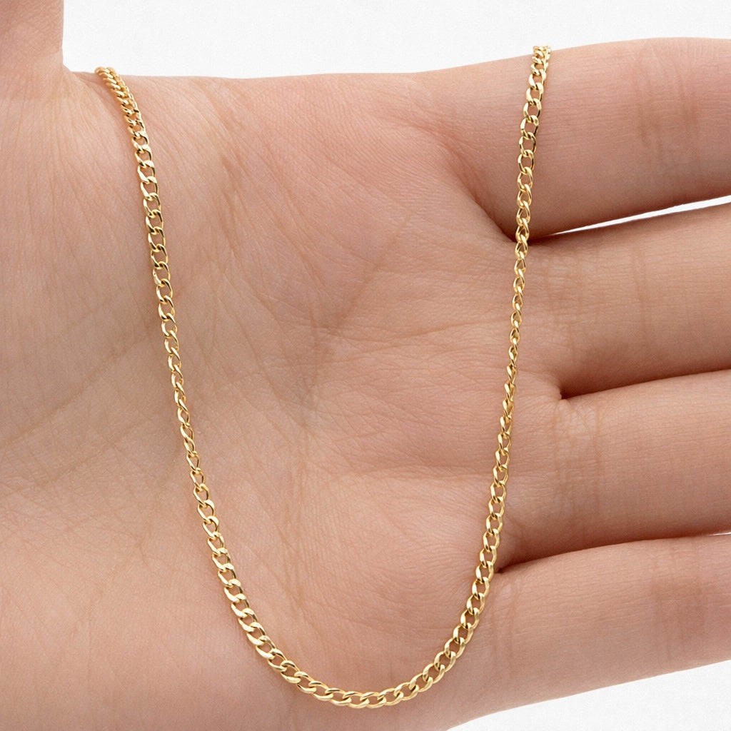 10KT HOLLOW CUBAN CURB FLAT CHAIN Size 20INCH 2MM Weigth 1.8GR