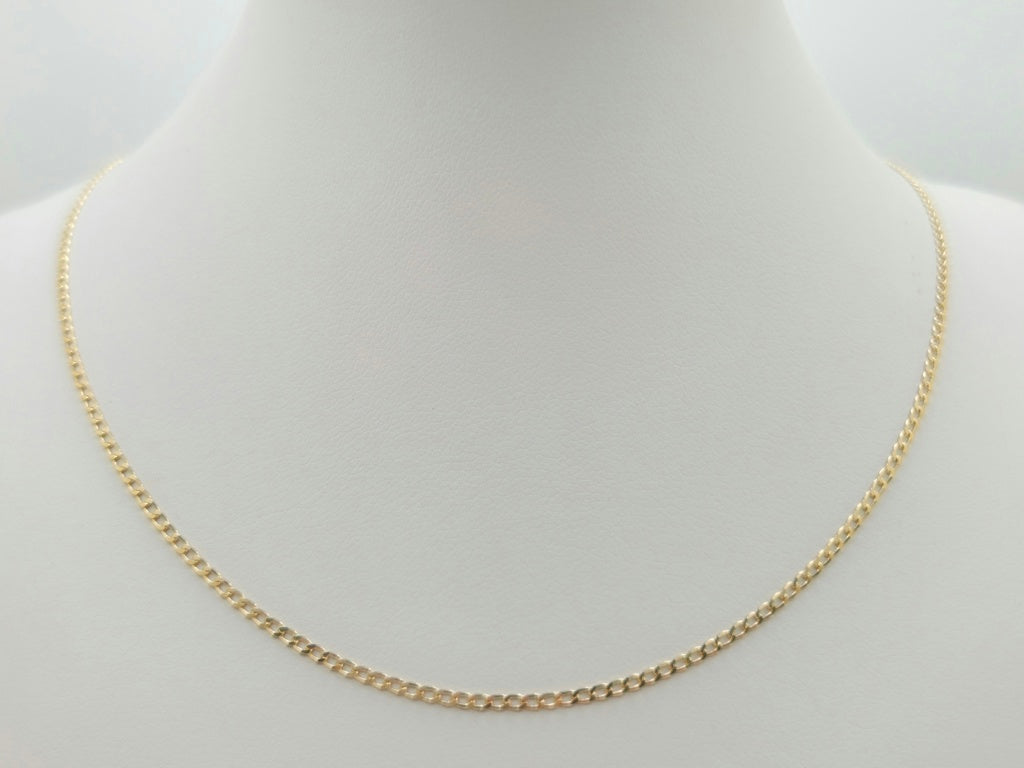 10KT SOLID BABY CUBAN CURB FLAT CHAIN Size 16INCH 1.5MM Weight 1.7GR