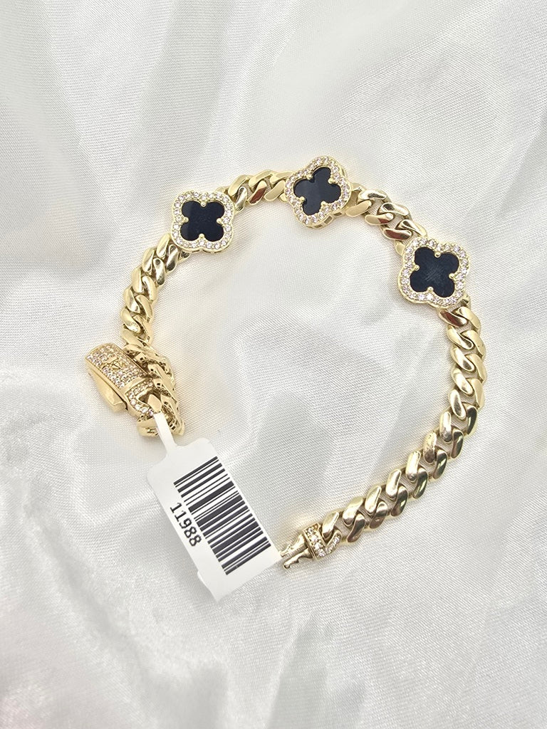 10KT FLOWER BRACELET Size 7.5INCH  6.5MM Weigth 11.4GR