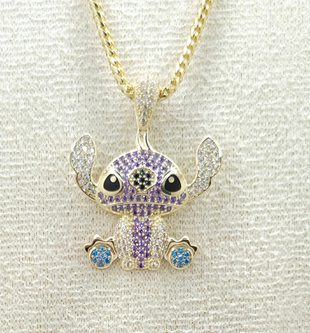 10KT PURPLE CZ STITCH PENDANT Weight 4.4GR