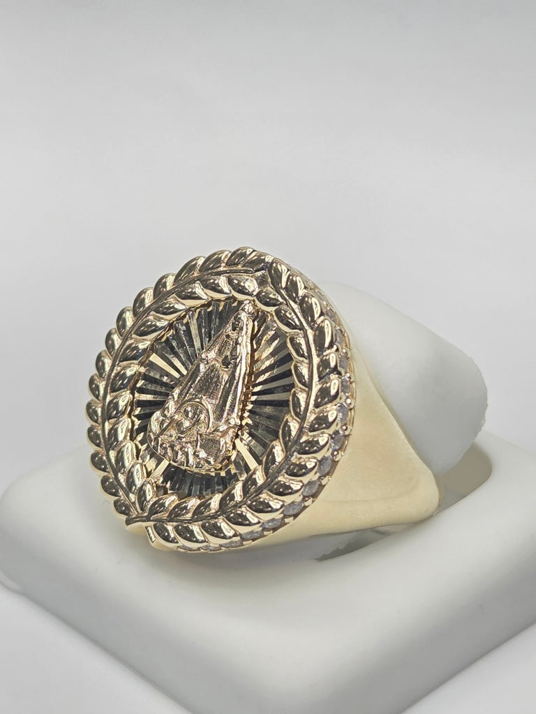 10KT LEAVES FRAME CARIDAD MAN'S RING Size 10 Weigth 5.6GR