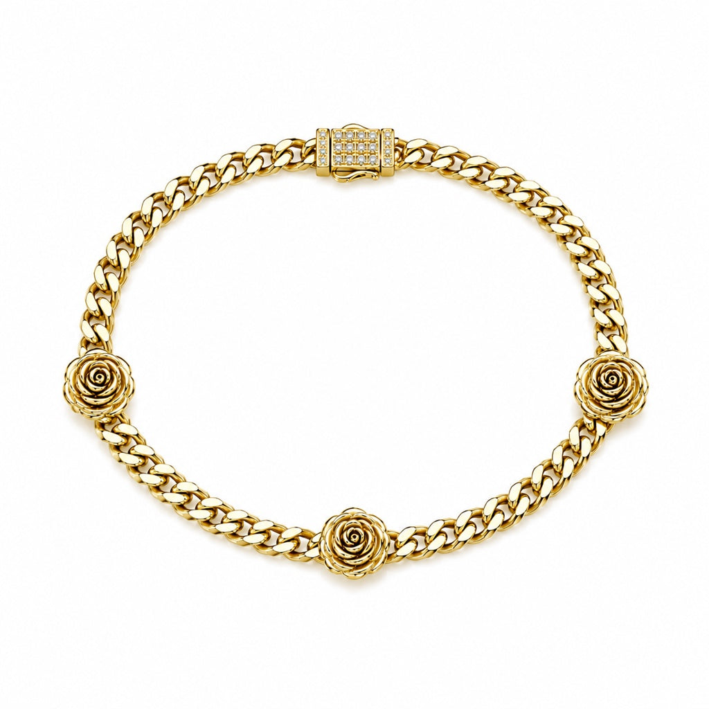 10K FLOWER BRACELET Size 7INCH 5MM