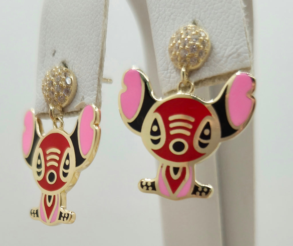 10KT RED FLAT STITCH STYLE EARRINGS Weight 4.2GR