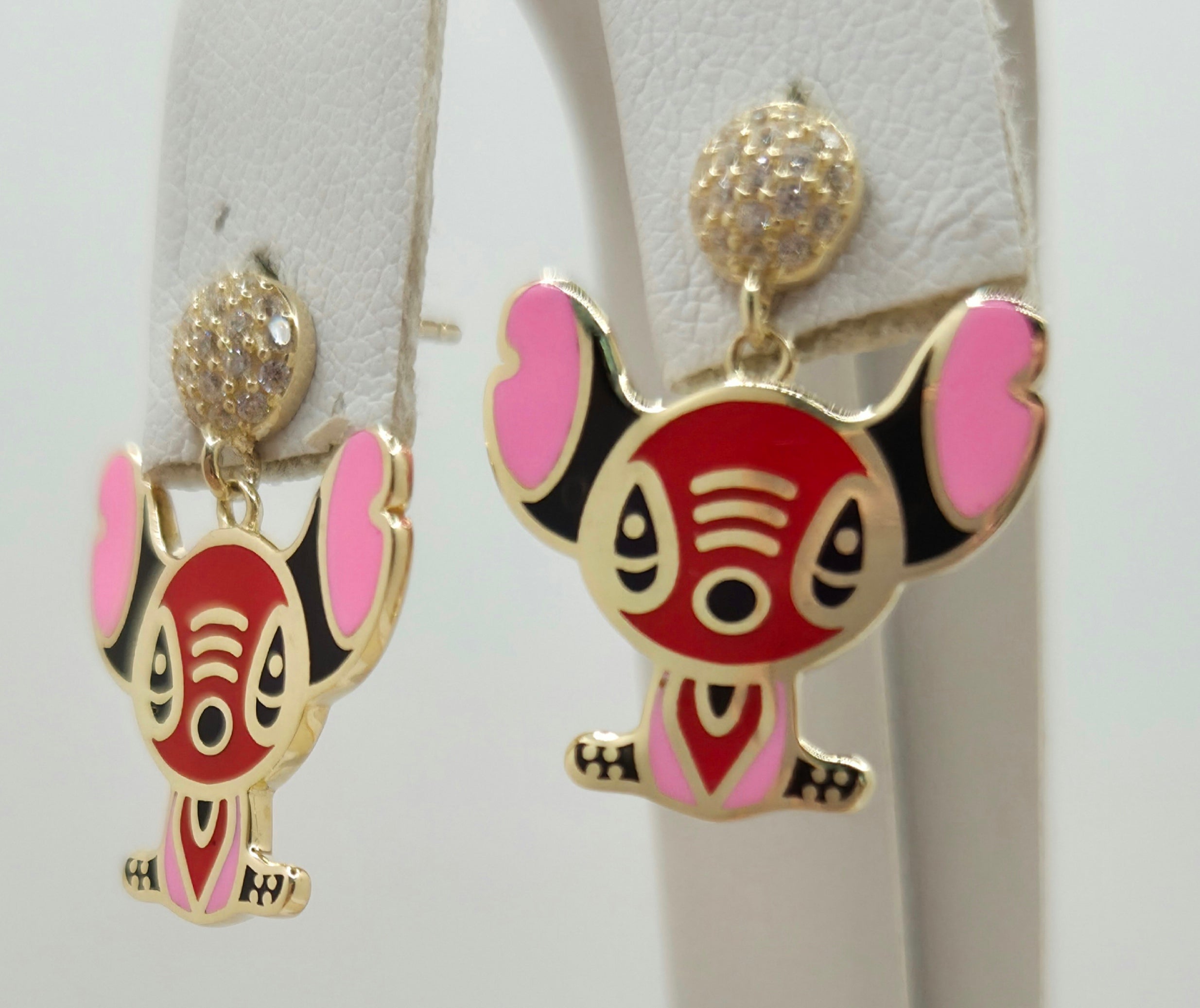10KT RED FLAT STITCH STYLE EARRINGS Weight 4.2GR