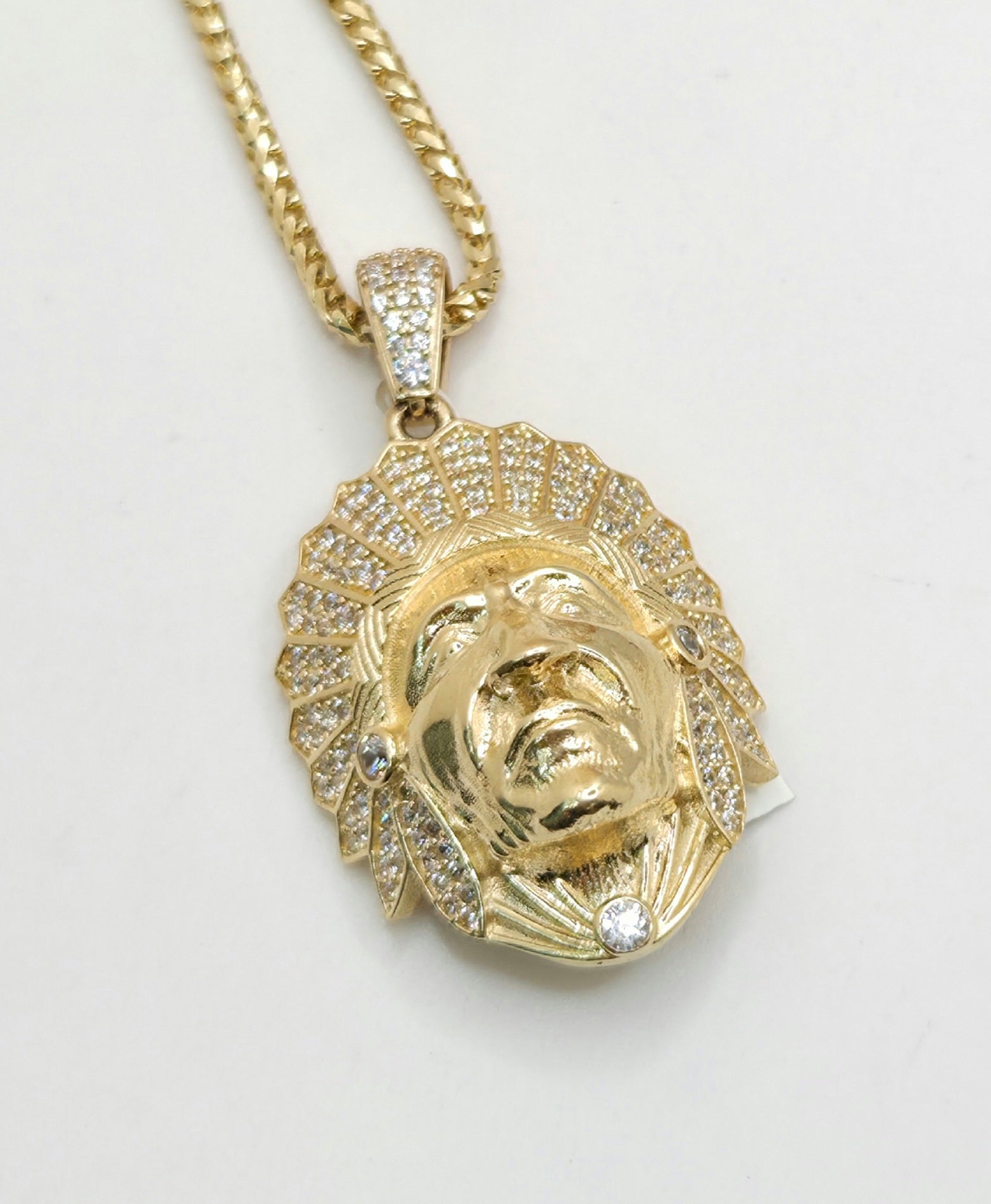 14KT CZ INDIAN PENDANT Weight 8.7GR