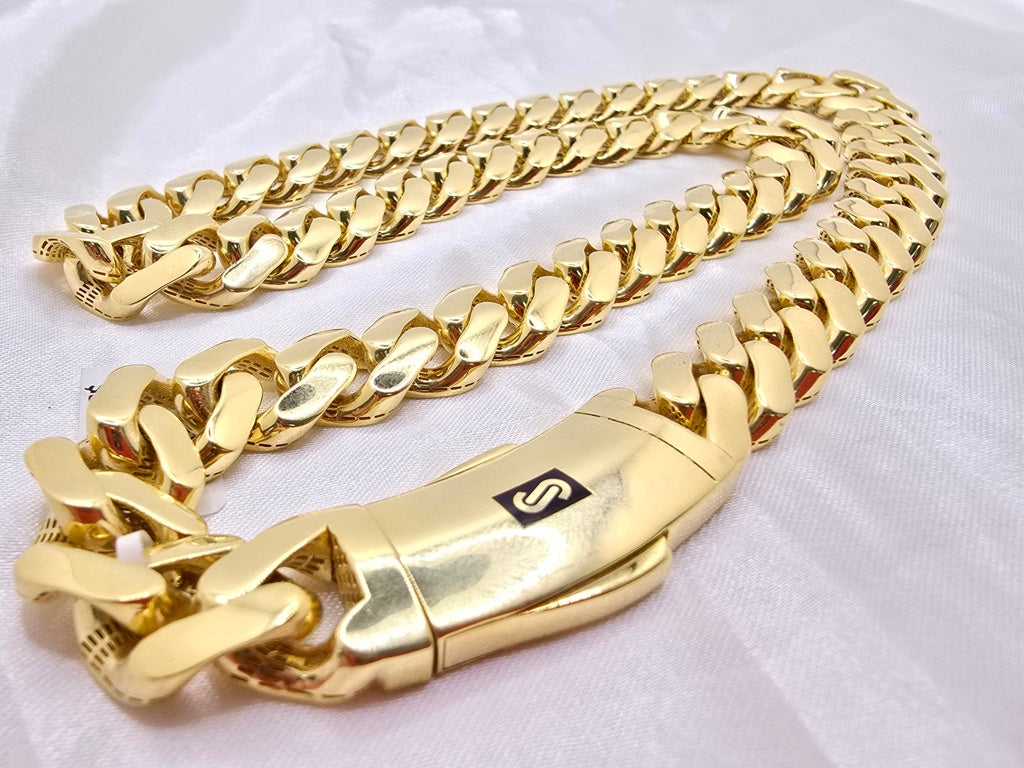 10KT CERTIFIED PLAIN MONACO CHAIN Size 15.5MM 24INCH Weight 61.5GR
