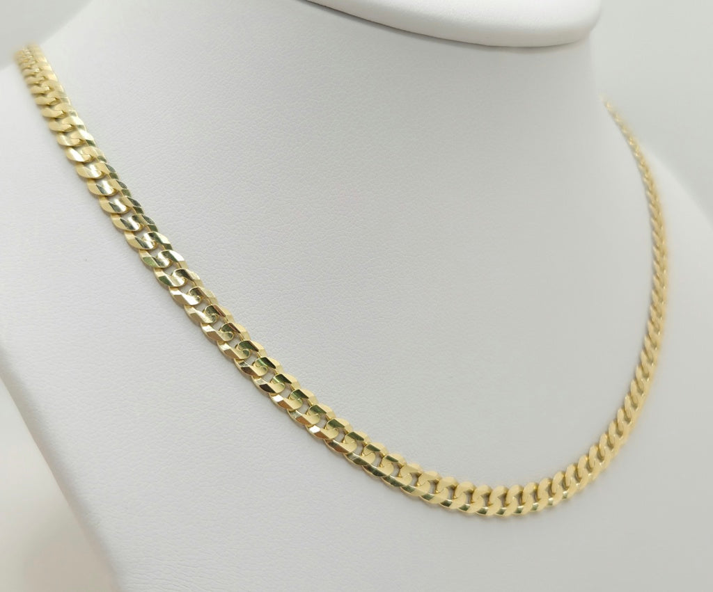 14KT SOLID CUBAN CURB FLAT CHAIN CLOSE LINK  Size 4MM 22INCH Weight 12.4GR