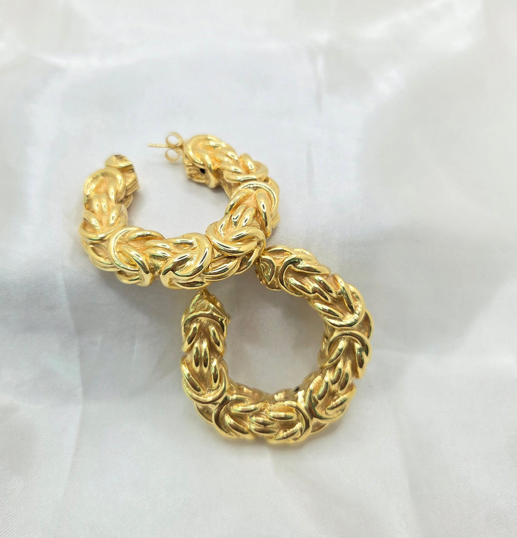10KT BIG BYZENTINE EARRINGS Weight 14.6GR