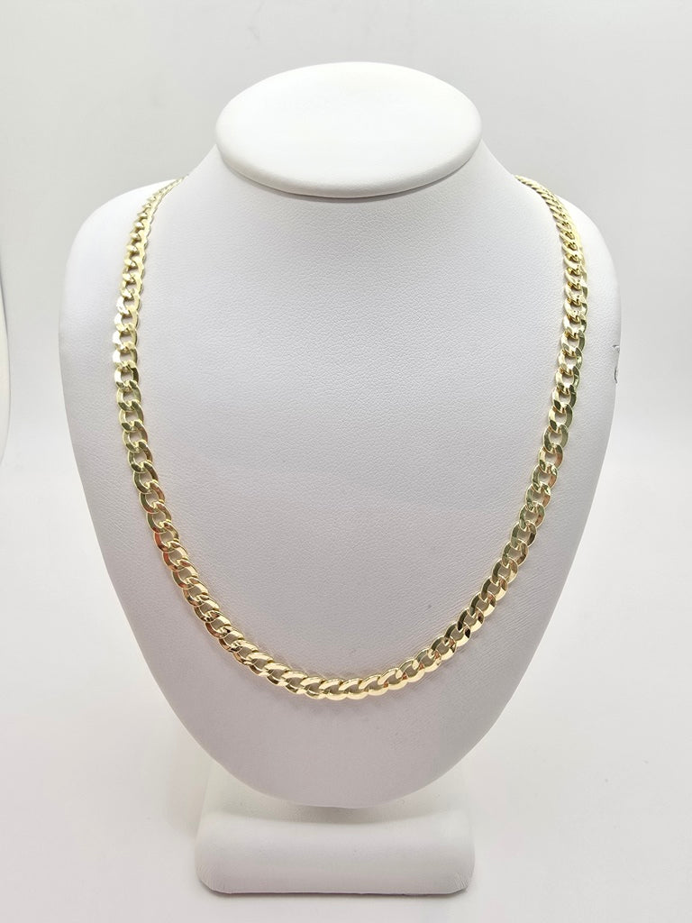 14KT HOLLOW CUBAN CURB FLAT CHAIN Size 20INCH 5MM Weight 9.7GR