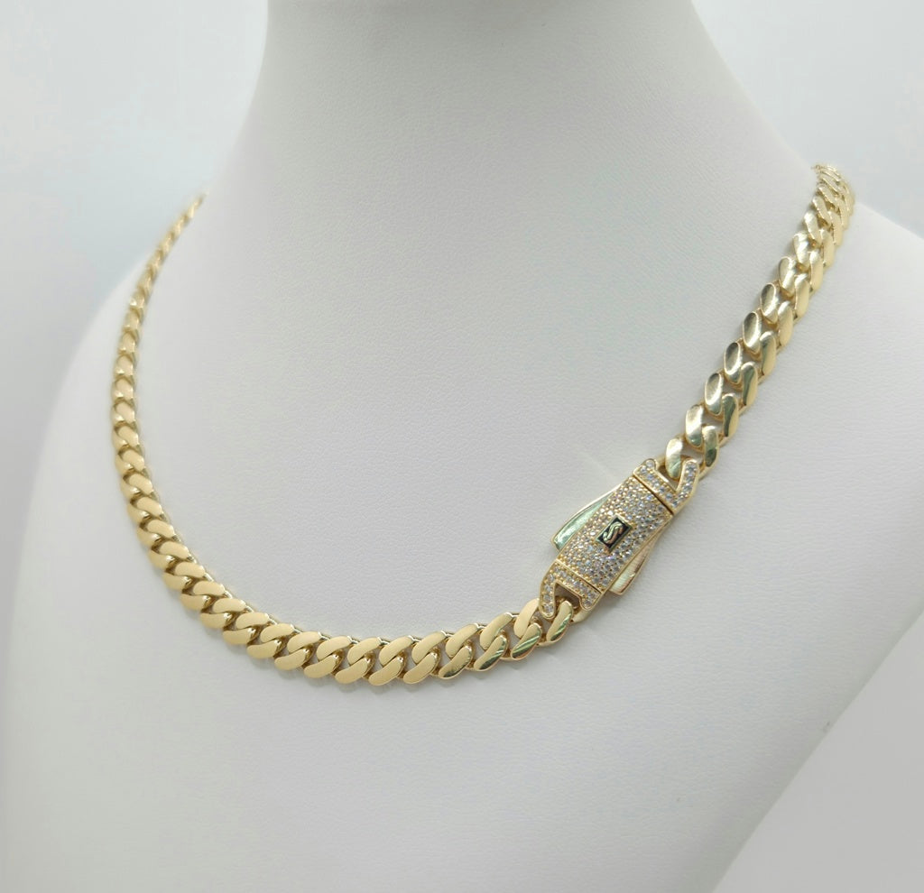 14KT MONACO STYLE CHAIN Size 18INCH 8MM Weight 19.5GR