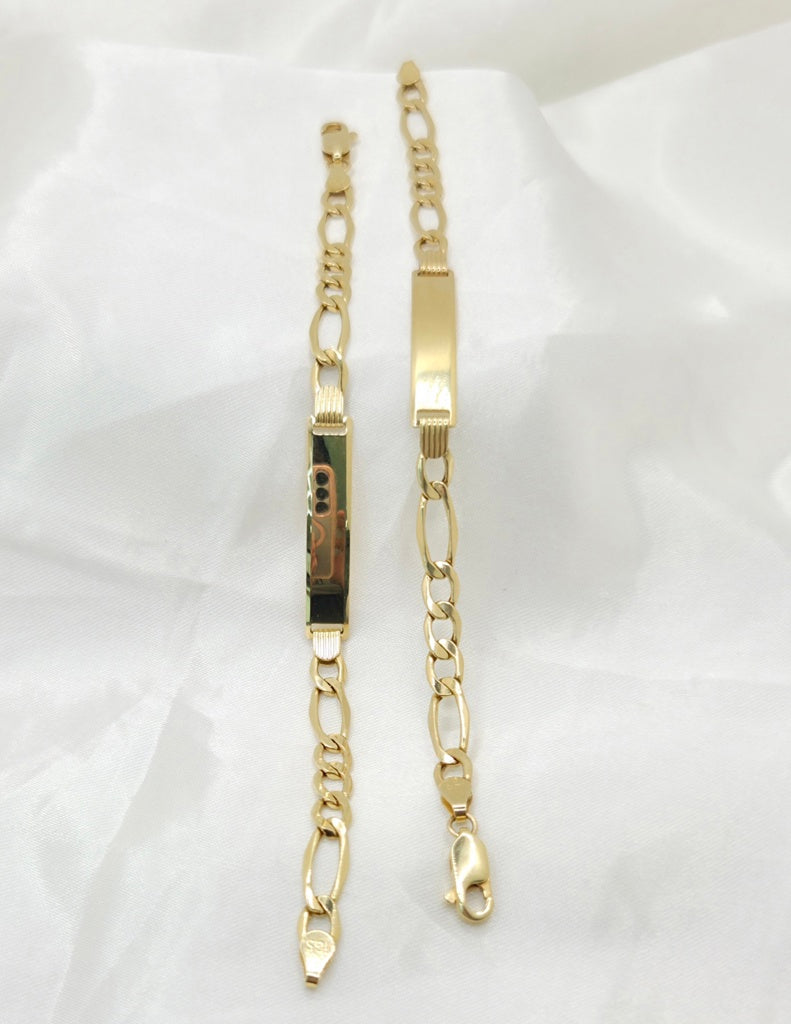 10KT HOLLOW FIGARO BABY ID BRACELET Size 6INCH 5.5MM Weight 3.7GR