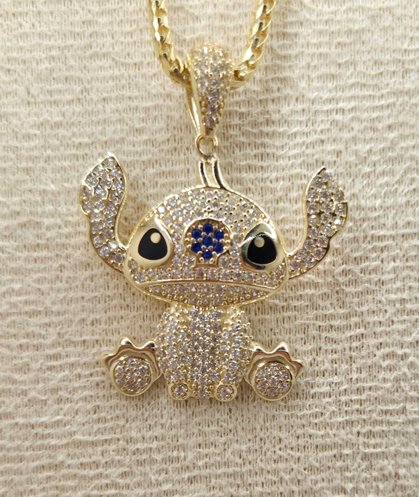 10KT WHITE CZ STITCH PENDANT Weight 4.4GR