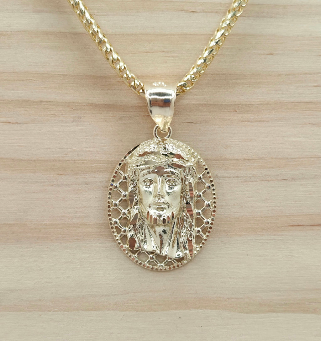 10KT MEDIUM OVAL NET BACKGROUND JESUS FACE Weight 2.2GR