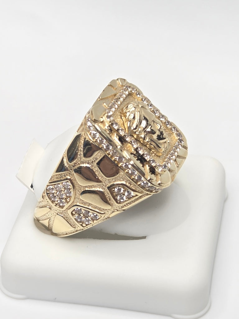 10KT NUGGETS DESIGN MEDUSA MAN'S RING Size 12 Weigth 8.1GR