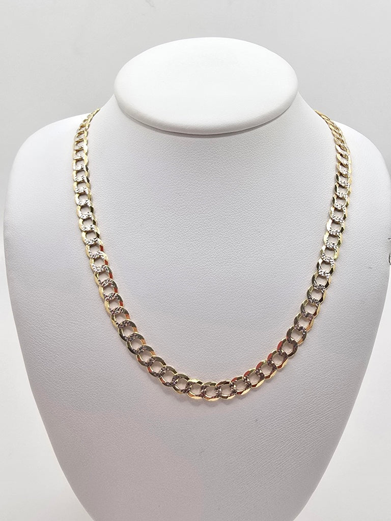 10KT TWO TONE CUBAN CURB FLAT Size 18INCH 4.5MM Weight 9.3GR