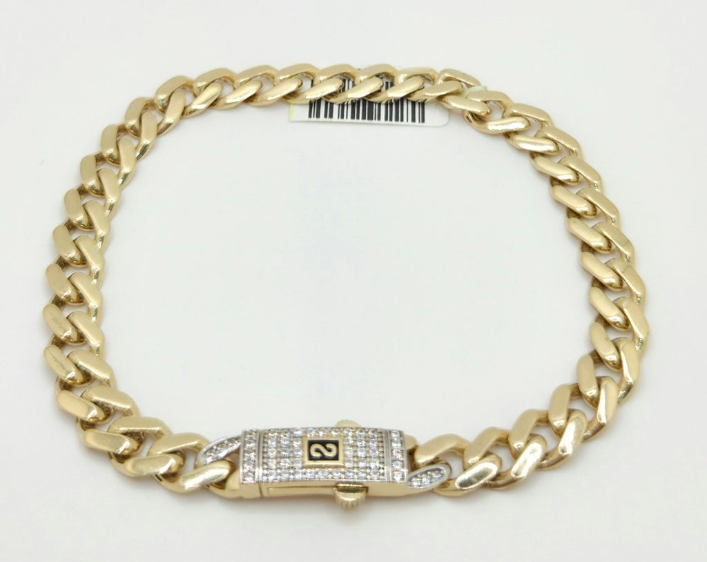 14KT MONACO STYLE BRECELET Size 7INCH 5MM Weight 6.8GR
