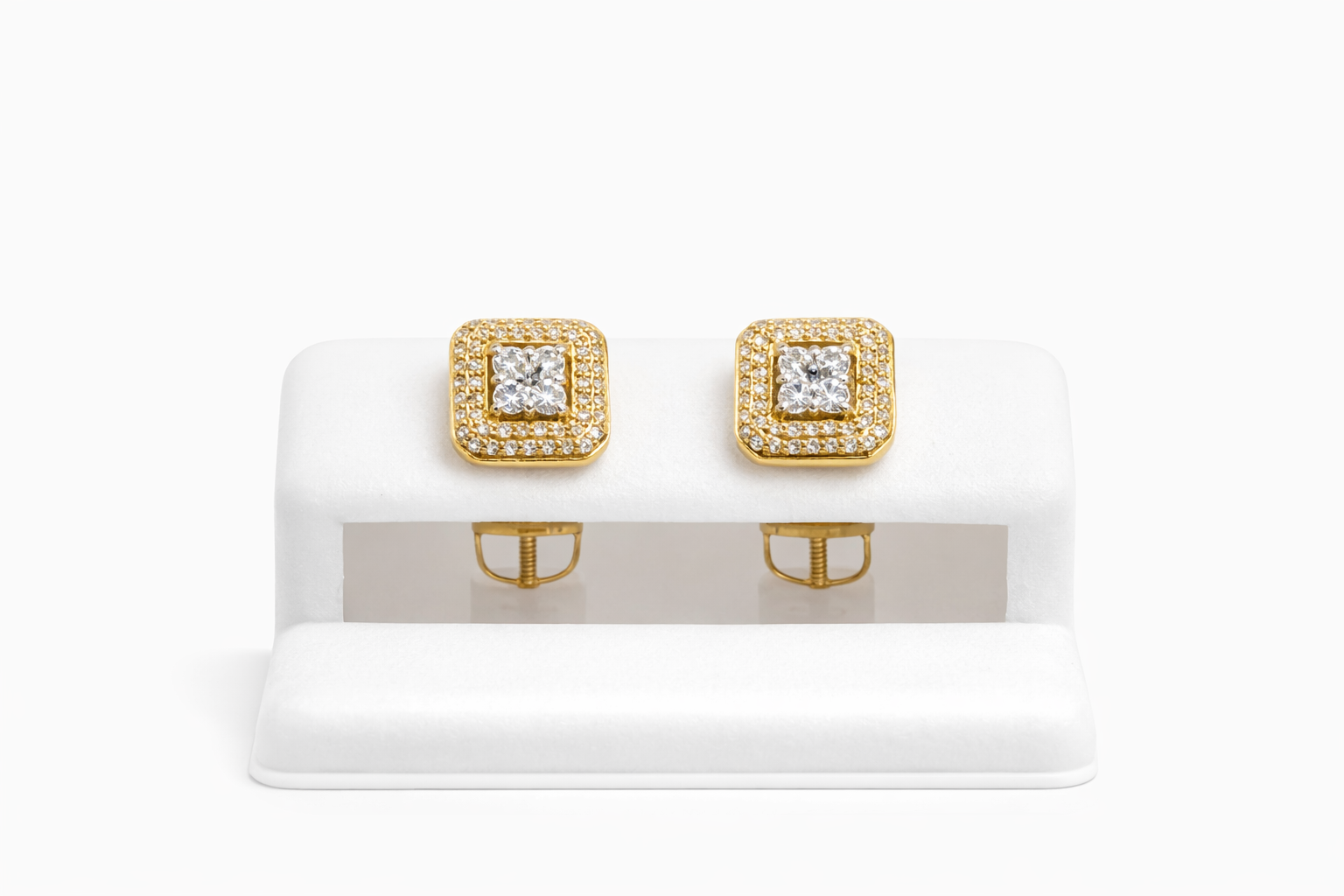 14KT ELEGANT SQUARE DIAMOND EARRINGS