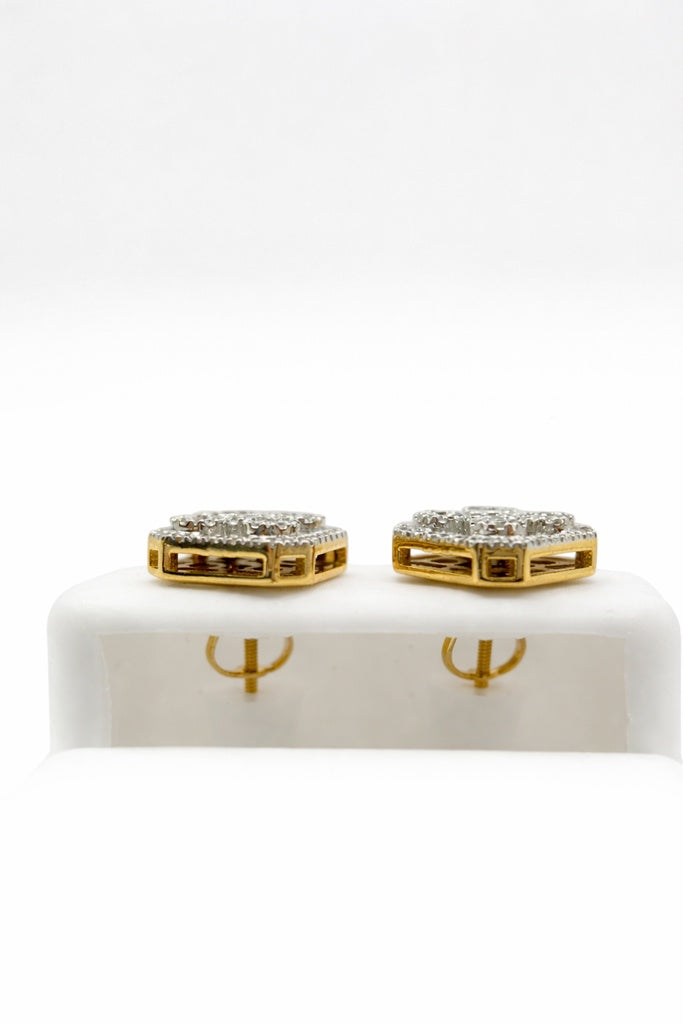14KT EXOTIC SQUARE NATURAL DIAMOND EARRINGS