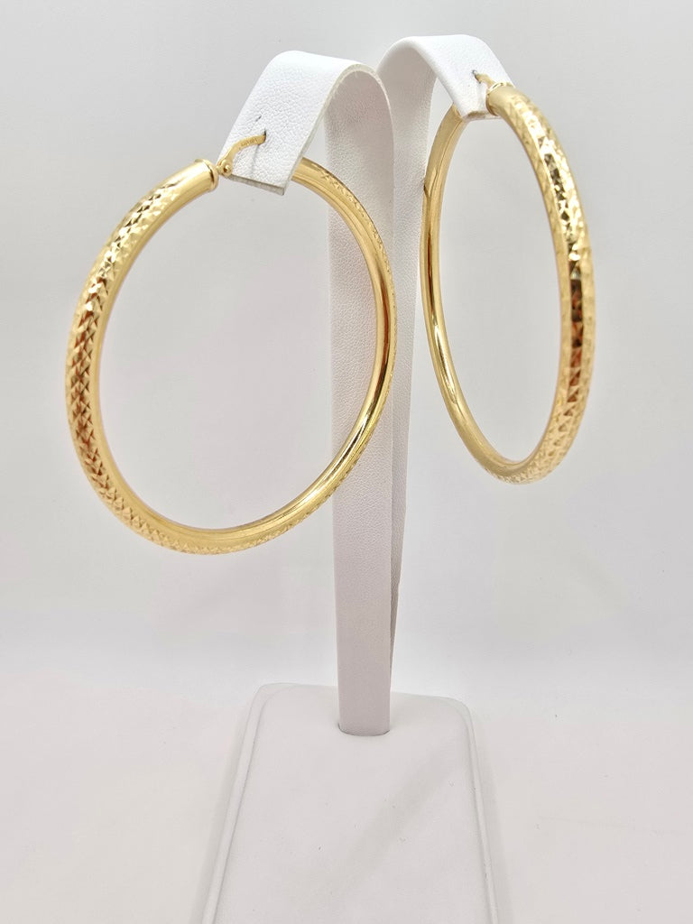 10KT  DIAMOND CUT HOOPS EARRINGS Size 6 4MM Weight 6.2GR
