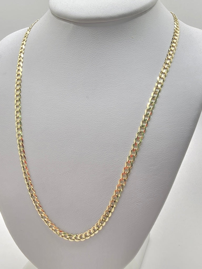 10KT SOLID CUBAN CURB FLAT CHAIN Size 22INCH 3MM Weight 5.2GR