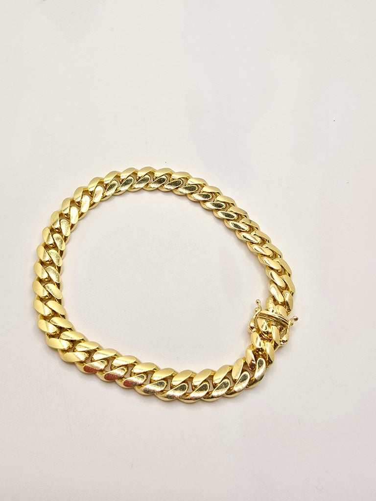 10KT SOLID MIAMI CUBAN BRACELET Size 8INCH 8MM Weight 35GR