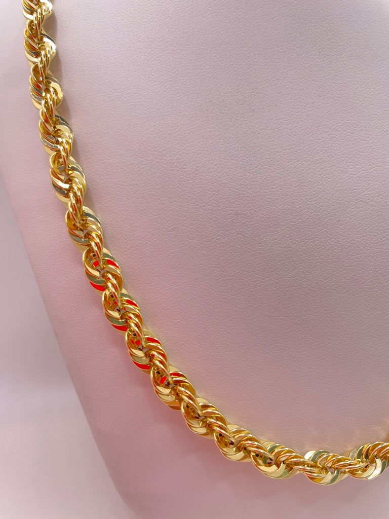 10KT ROPE STYLE CHAIN 6.5MM 24INCH weight 19.4GR.